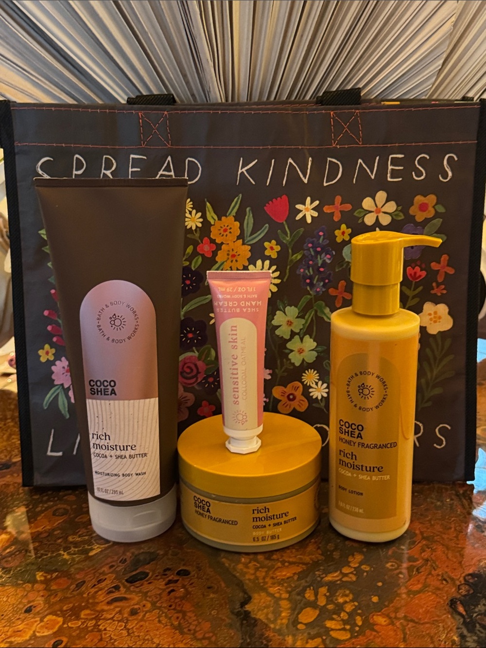 Bath & Body Works Coco Shea Rich Moisture Body Care Set & Happy Bag